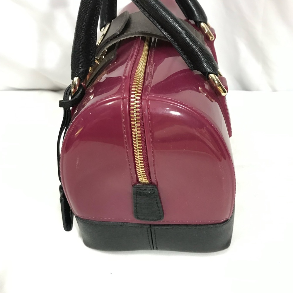 Furla Jelly Boston Bag in Plum and Black Handbag Satchel EUC - Picture 3 of 8